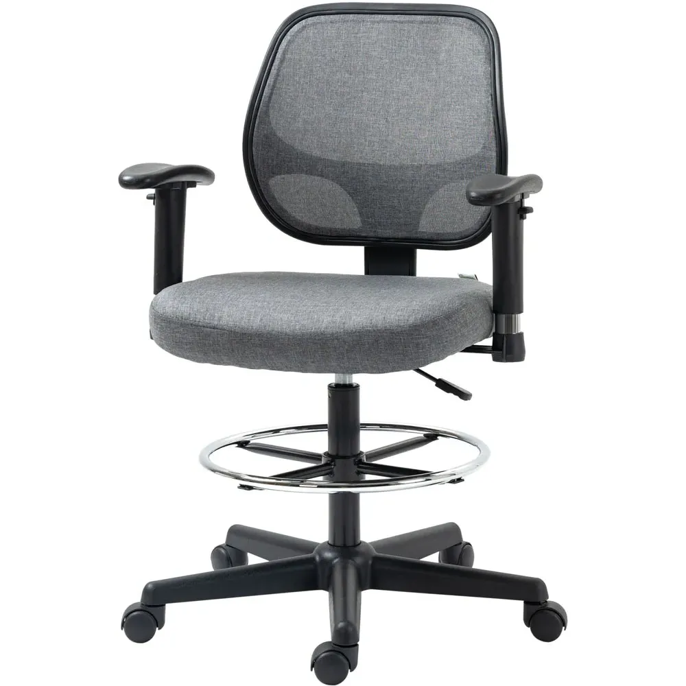 Swivel Office Chair with Foot Ring - Grey
