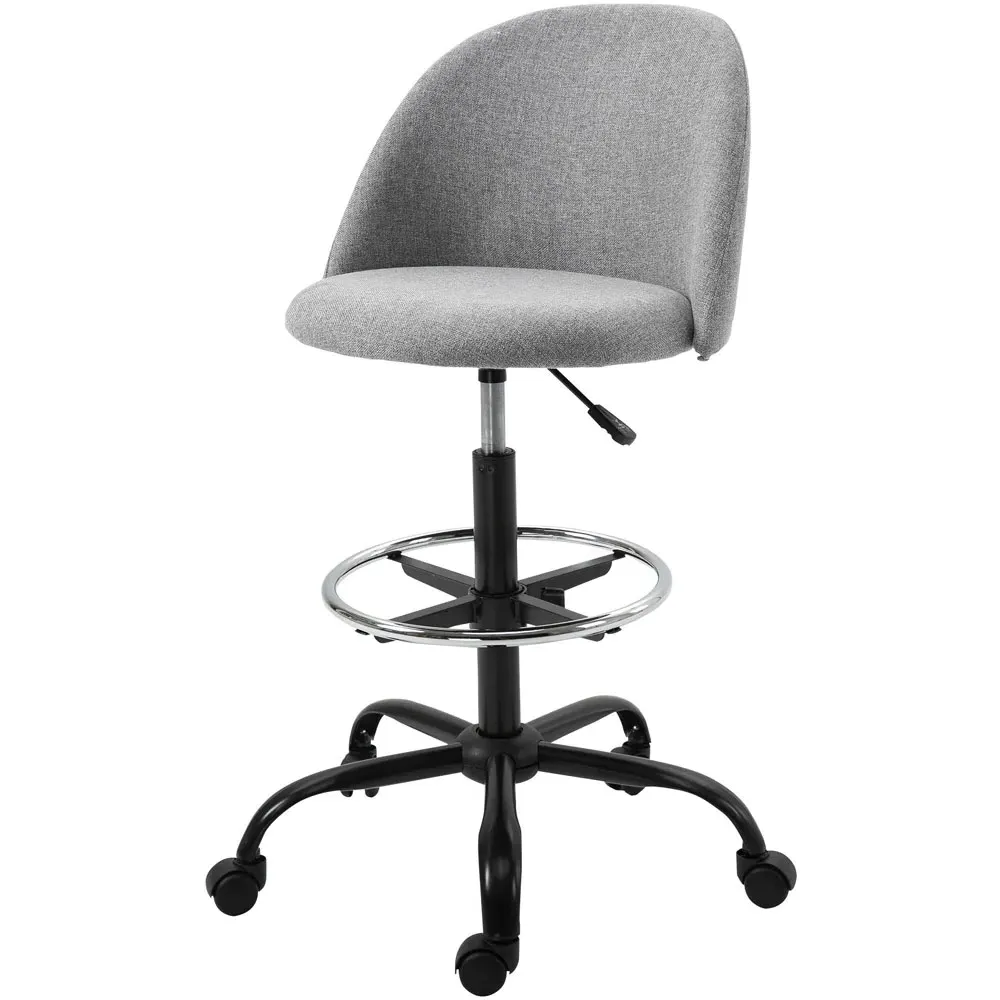 Swivel Office Chair with Foot Ring - Grey