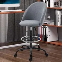 Swivel Office Chair with Foot Ring - Grey