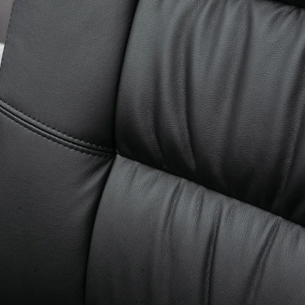 Swivel Office Chair with Height Adjustment - Black, PU Leather