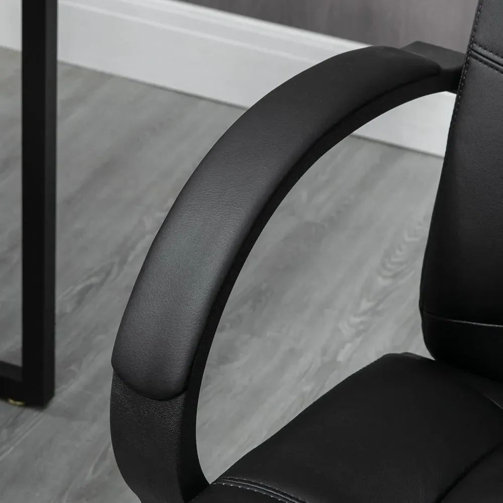 Swivel Office Chair with Height Adjustment - Black, PU Leather