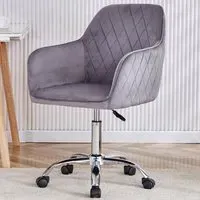 Swivel Office Chair with Height Adjustment - Grey, Velvet