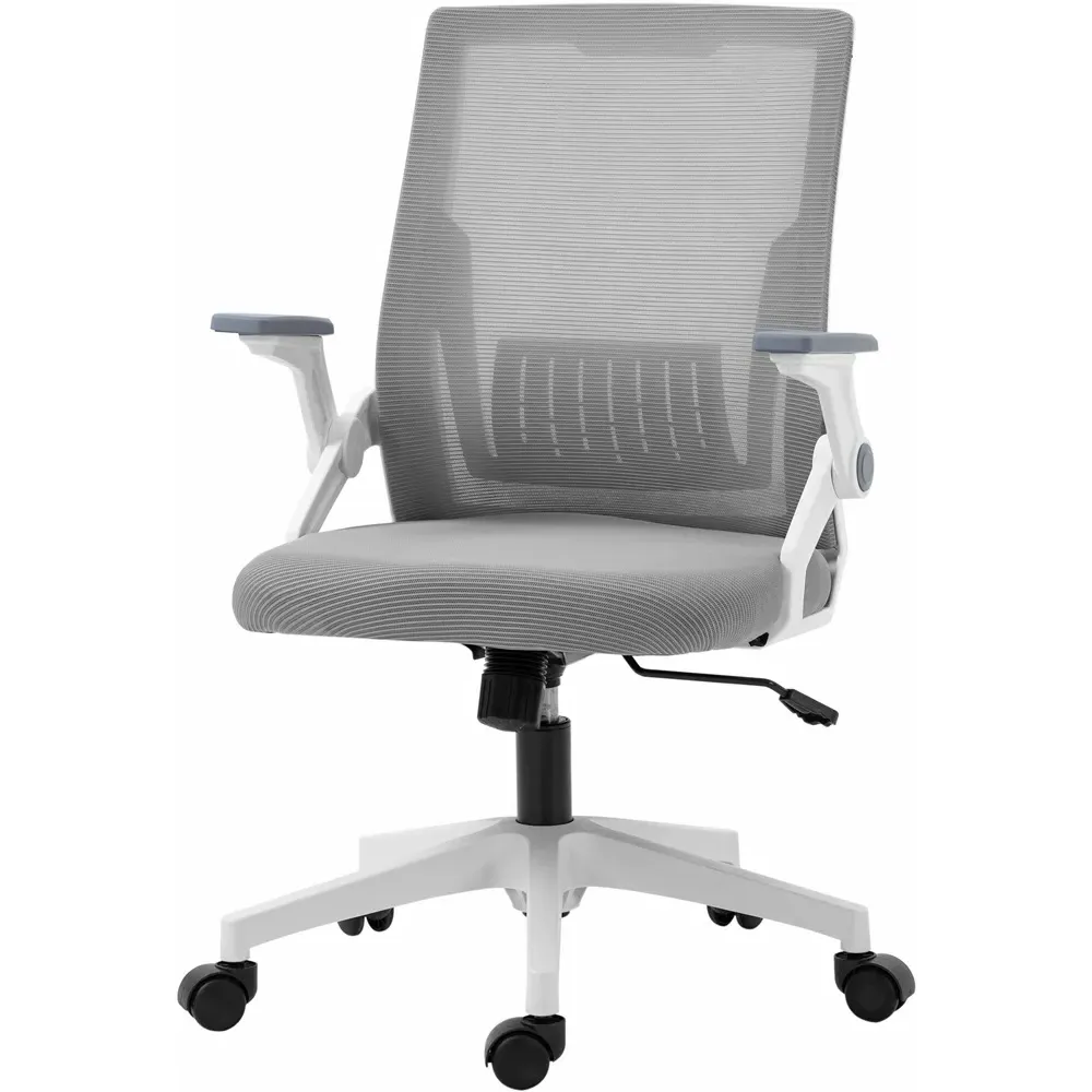 Swivel Office Chair with Lumbar Support - Grey, Mesh