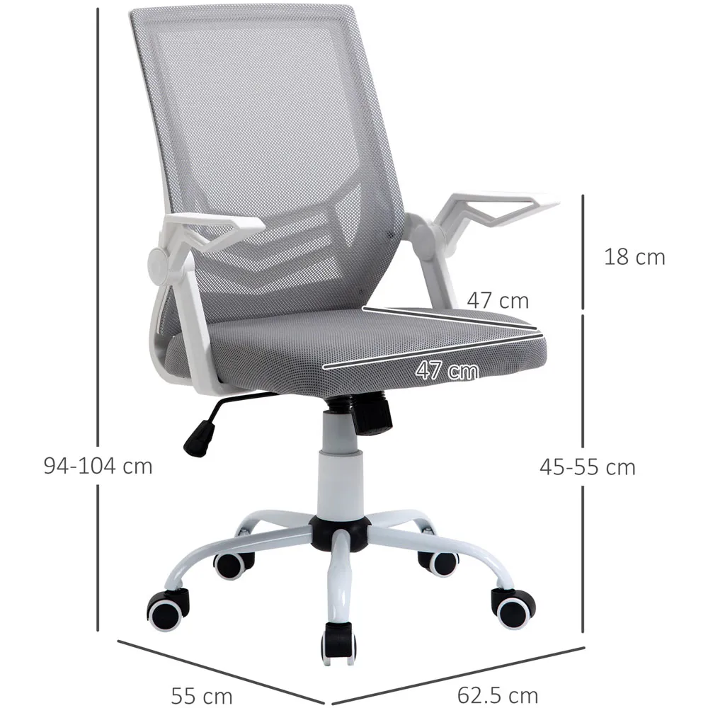 Swivel Office Chair with Lumbar Support - Light Grey, Mesh