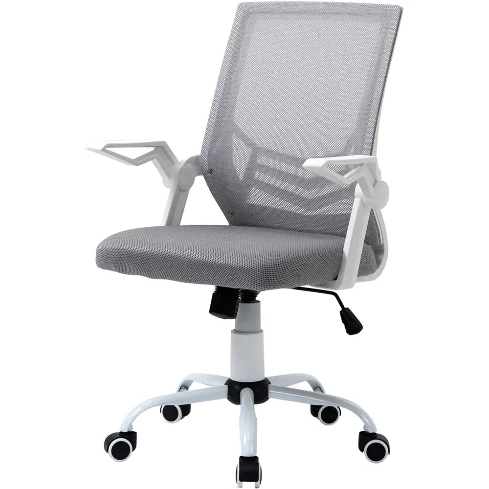 Swivel Office Chair with Lumbar Support - Light Grey, Mesh