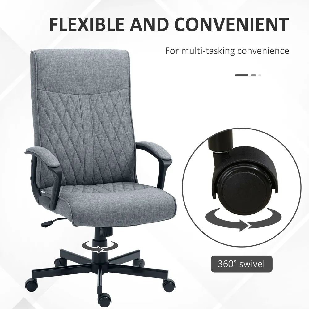 Swivel Office Chair with Tilt Function - Dark Grey, Linen