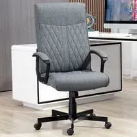Swivel Office Chair with Tilt Function - Dark Grey, Linen