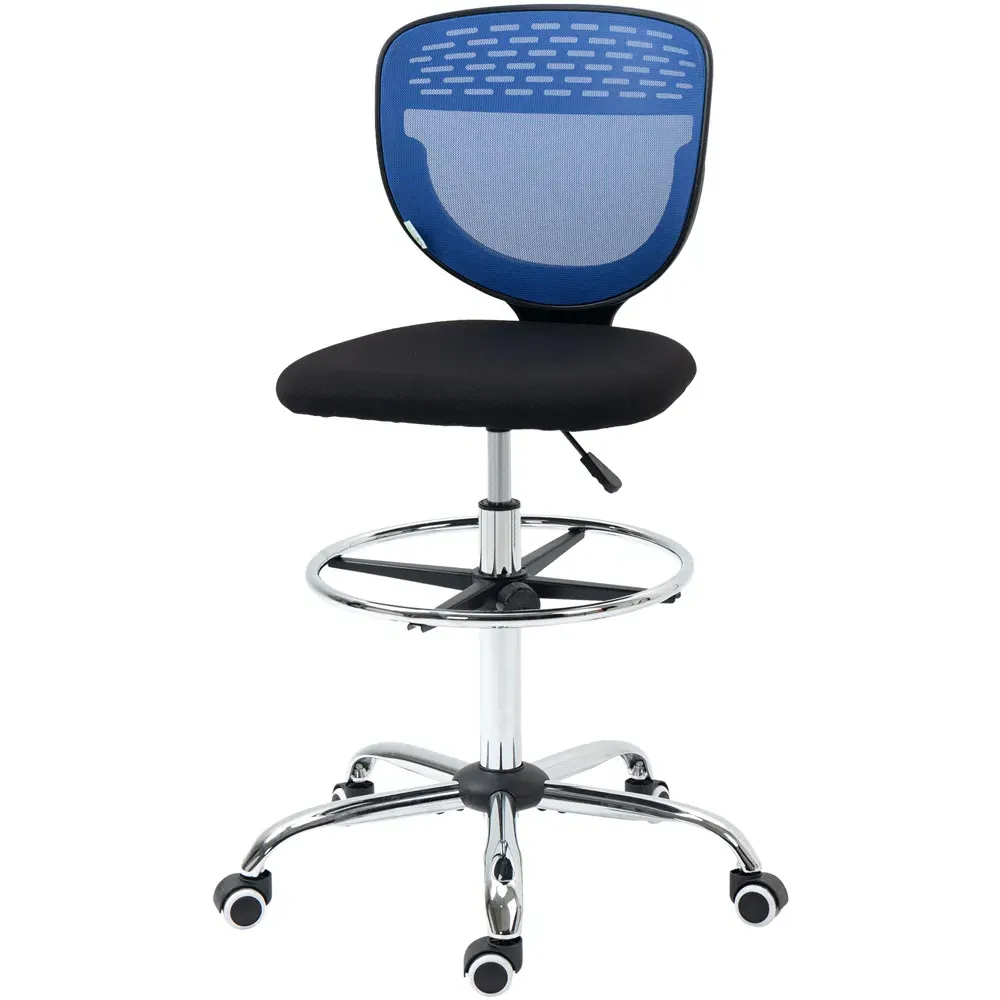 Swivel Office Draughtsman Chair - Blue