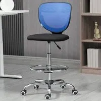 Swivel Office Draughtsman Chair - Blue