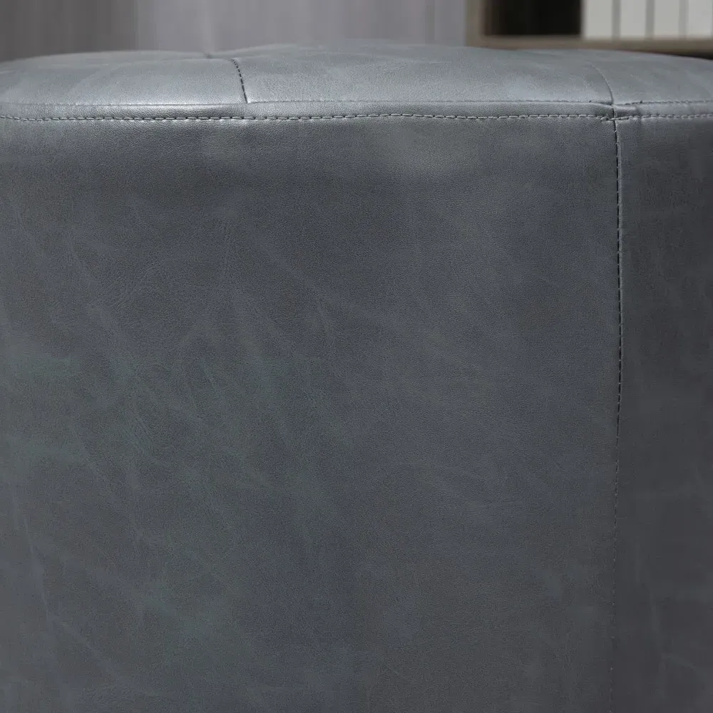 Swivel Ottoman Footstool - Grey, Faux Leather