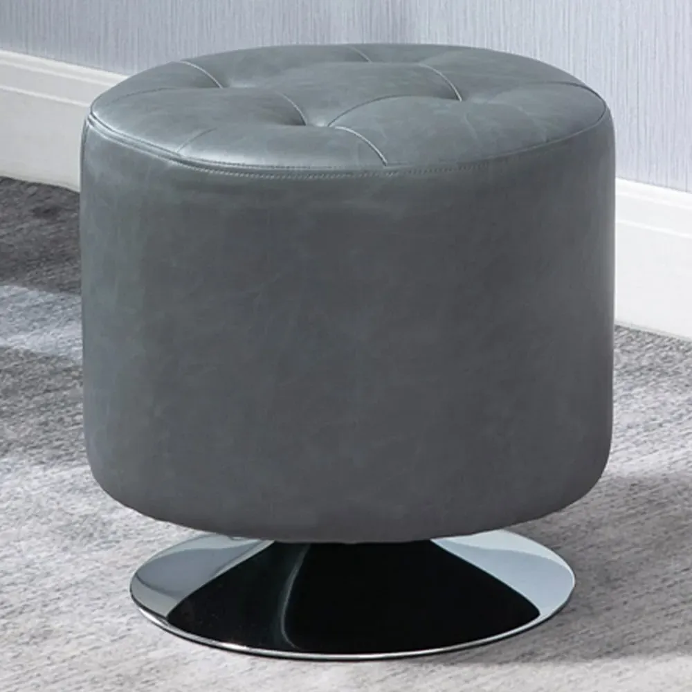 Swivel Ottoman Footstool - Grey, Faux Leather