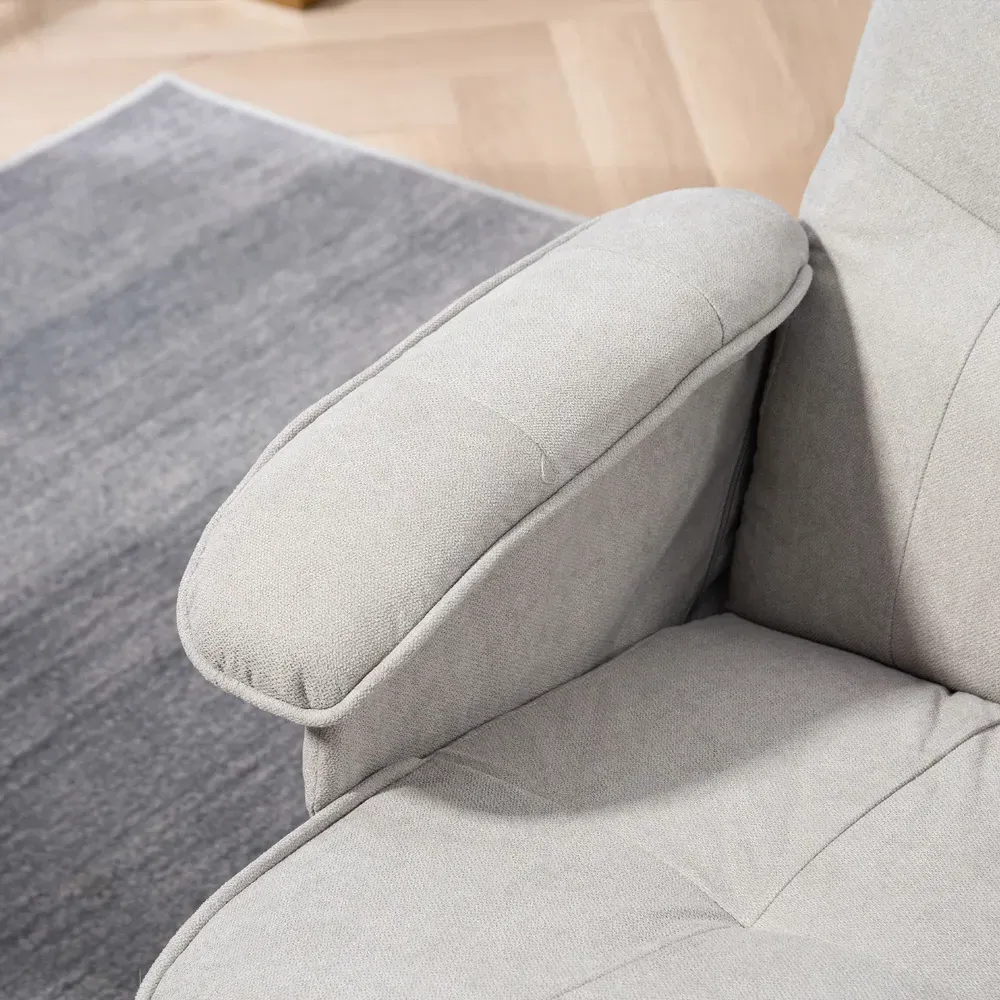 Swivel Recliner Chair with Footstool - Light Grey