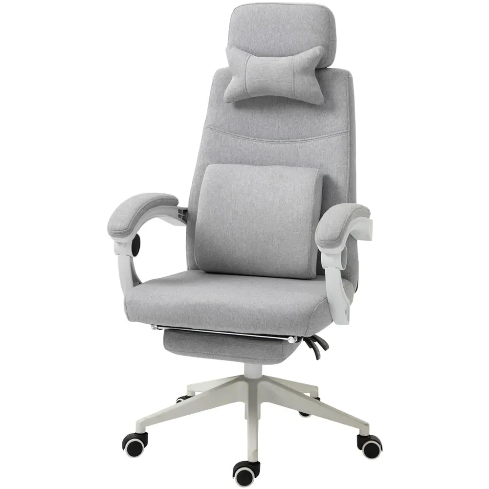 Swivel Recliner Office Chair with Footrest - Grey