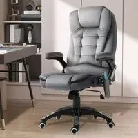 Swivel Recliner Office Chair with Massage - Grey, Velvet