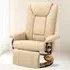 Swivel Reclining Armchair with Footrest - Beige, PU Leather