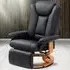 Swivel Reclining Armchair with Footrest - Black, PU Leather
