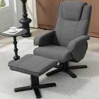 Swivel Rocker Recliner Chair with Footstool - Grey, Velvet