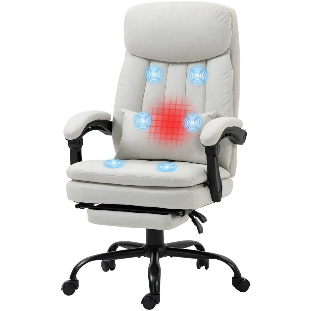 Swivel Vibration Massage Office Chair - Cream, Microfibre