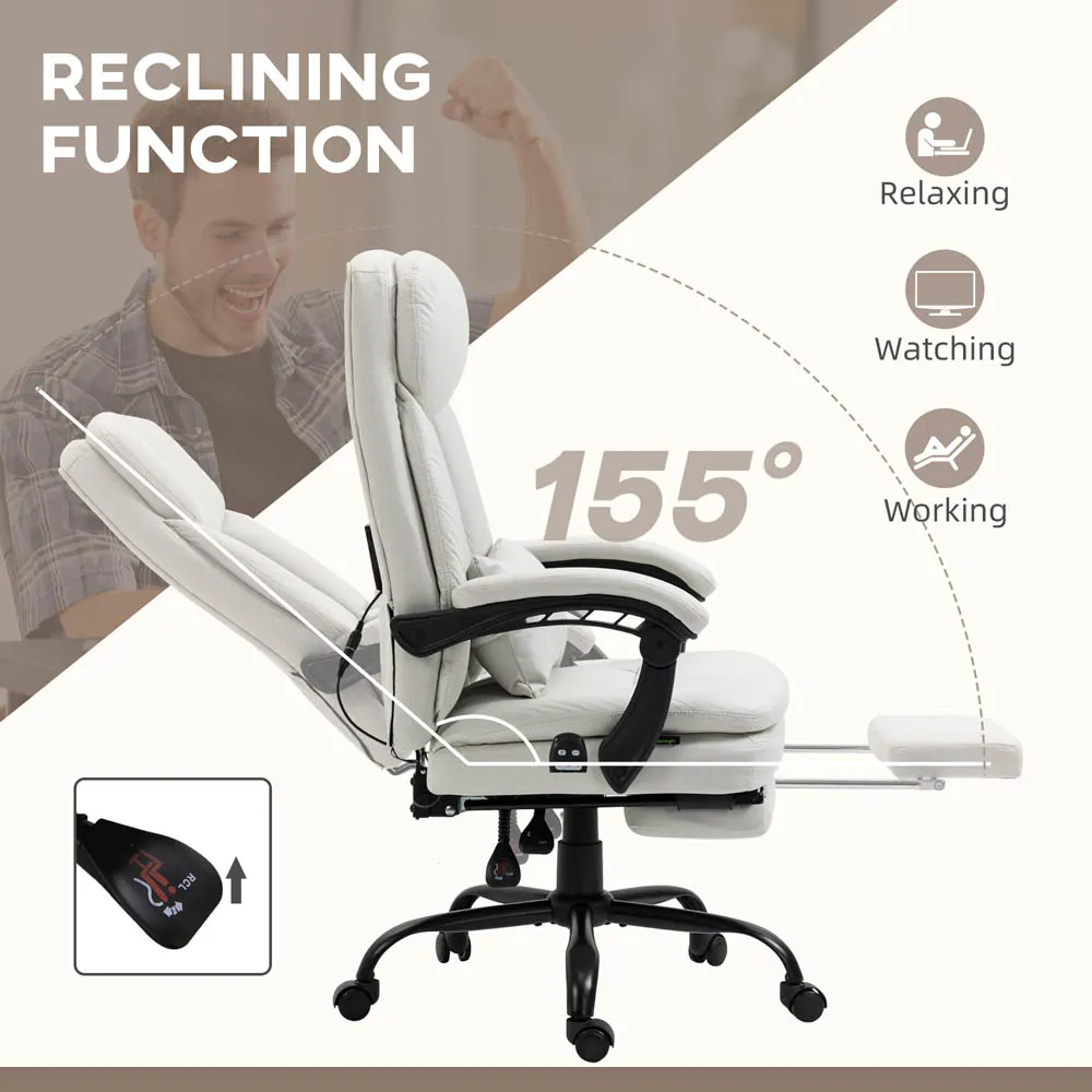 Swivel Vibration Massage Office Chair - Cream, Microfibre