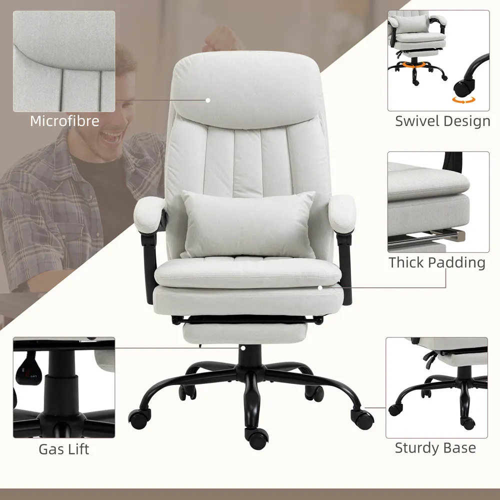 Swivel Vibration Massage Office Chair - Cream, Microfibre