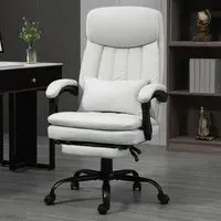 Swivel Vibration Massage Office Chair - Cream, Microfibre