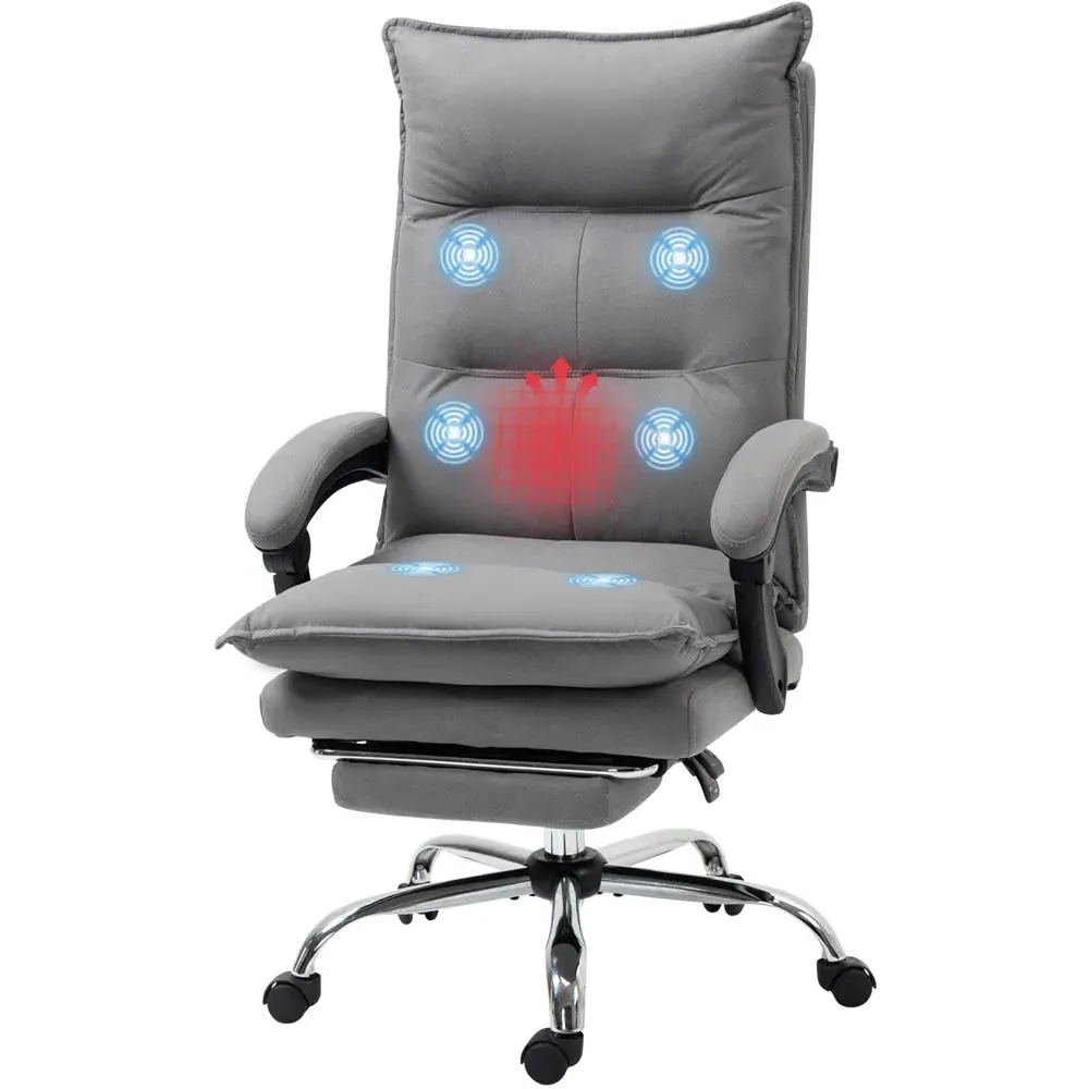 Swivel Vibration Massage Office Chair - Grey, Microfibre