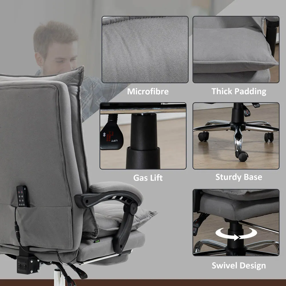 Swivel Vibration Massage Office Chair - Grey, Microfibre