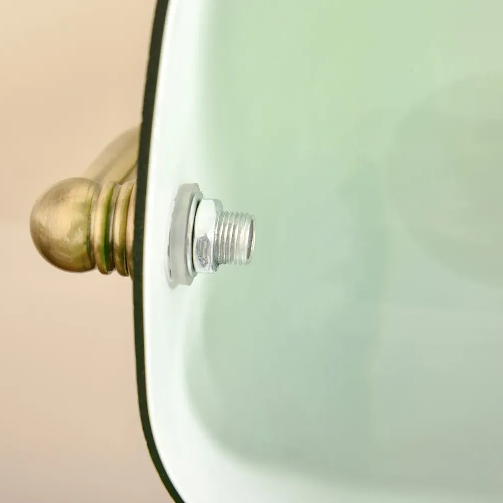 Table Lamp with Glass Shade - Green, Brass