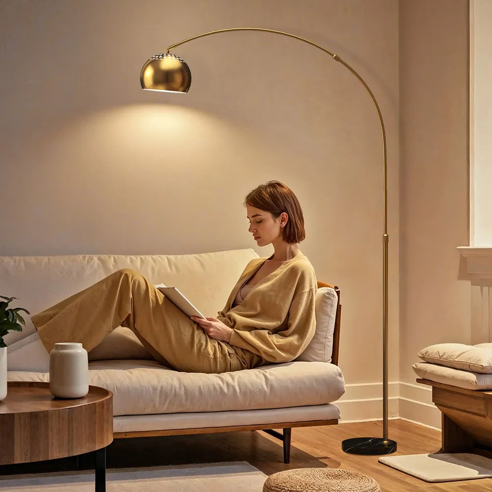 Tall Arc Floor Lamp - Gold