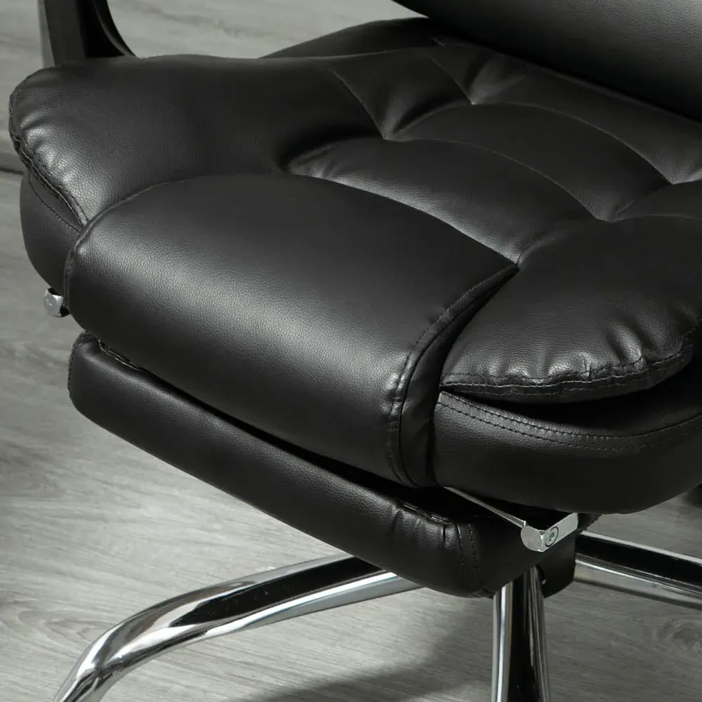 Tall Back Executive Office Chair with Footrest - Black, PU Leather