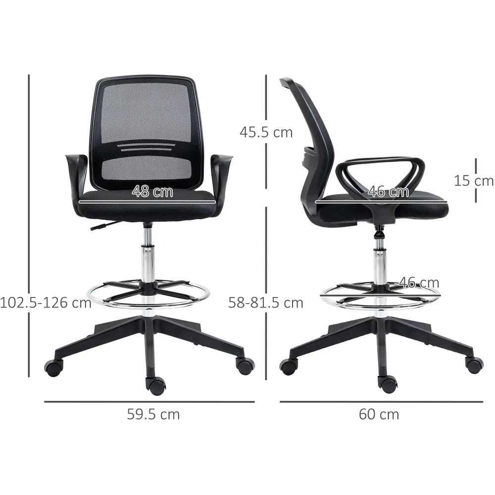 Tall Back Swivel Office Chair with Footrest - Black