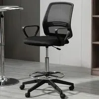 Tall Back Swivel Office Chair with Footrest - Black