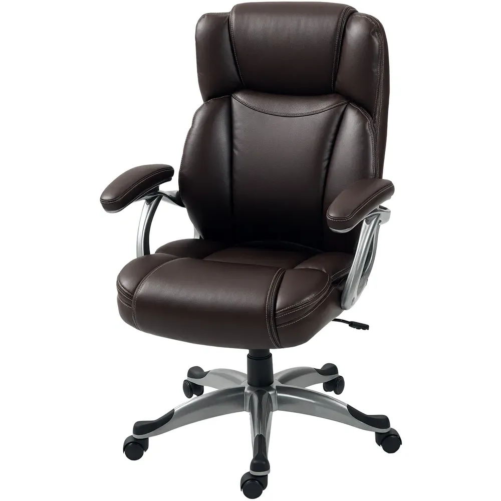 Tilting Executive Office Chair - Brown, PU Leather