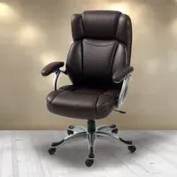 Tilting Executive Office Chair - Brown, PU Leather