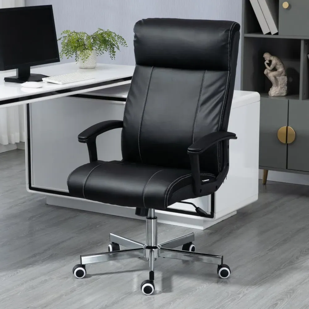 Tilting Massage Office Chair with Remote - Black, PU Leather image