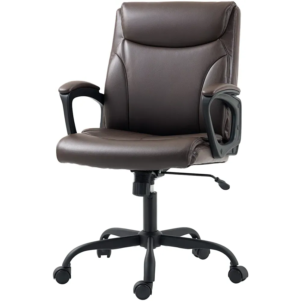 Tilting Office Chair - Brown, Faux Leather
