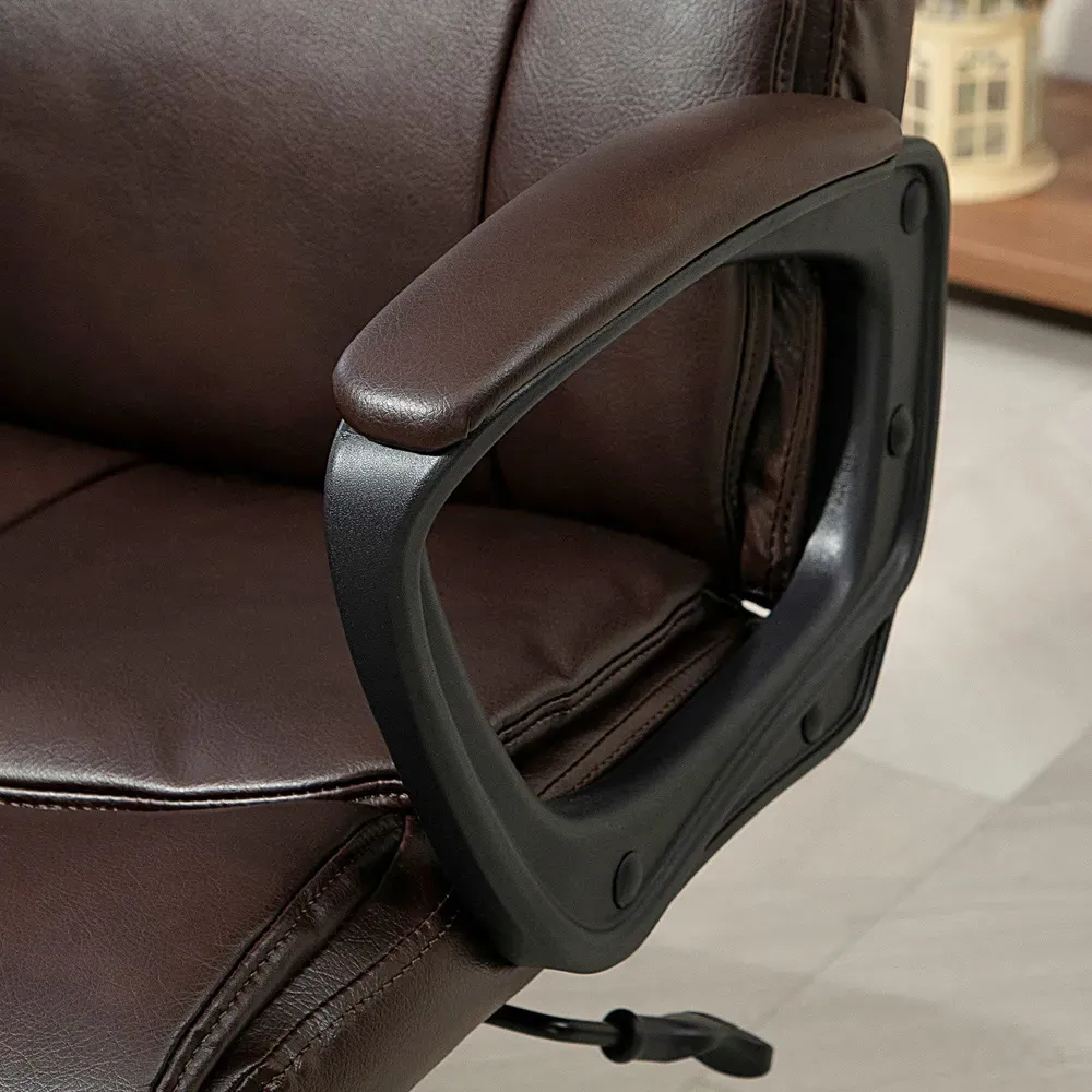 Tilting Office Chair - Brown, Faux Leather