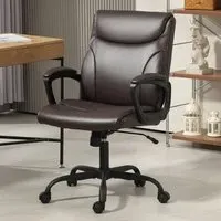 Tilting Office Chair - Brown, Faux Leather