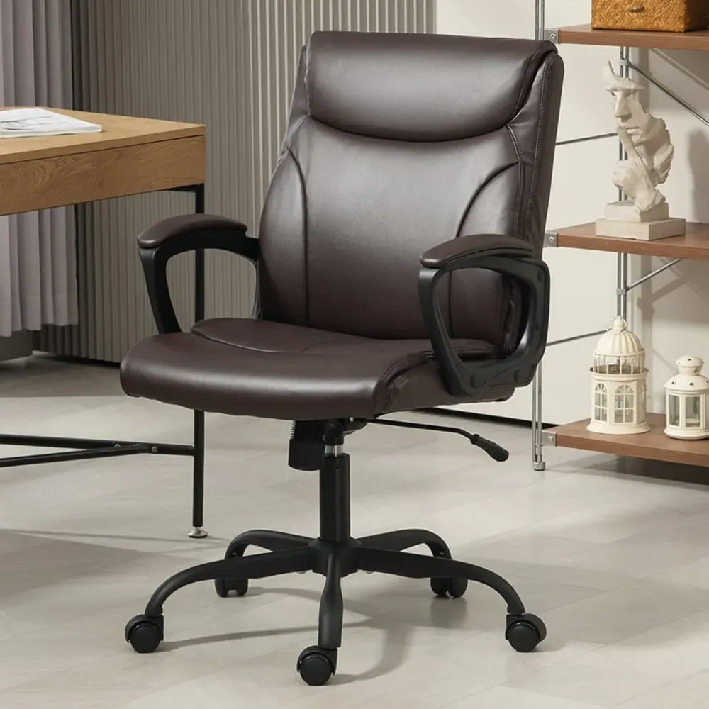 Tilting Office Chair - Brown, Faux Leather image
