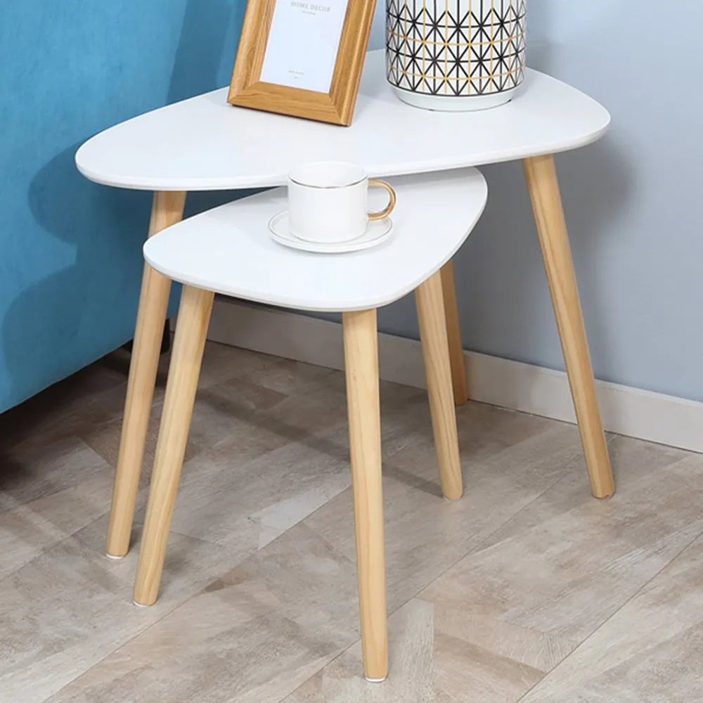 Triangular Nest of Tables Set of 2 - White image