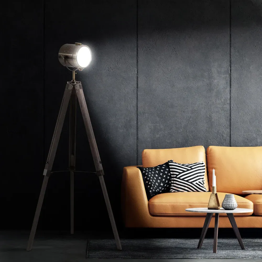 Tripod Floor Lamp with Adjustable Height - Rose Gold, Pine