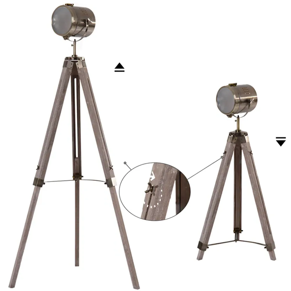 Tripod Floor Lamp with Adjustable Height - Rose Gold, Pine