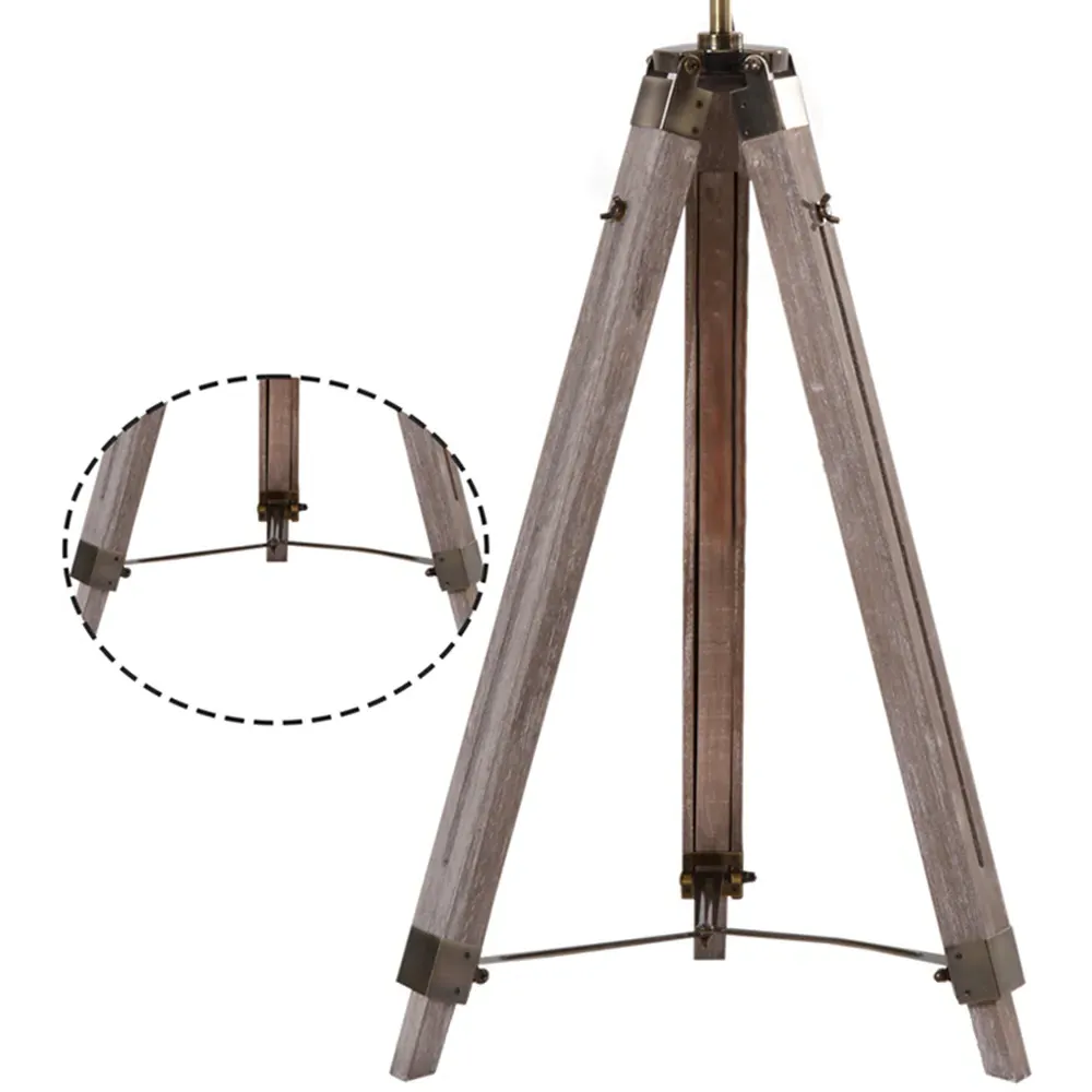 Tripod Floor Lamp with Adjustable Height - Rose Gold, Pine