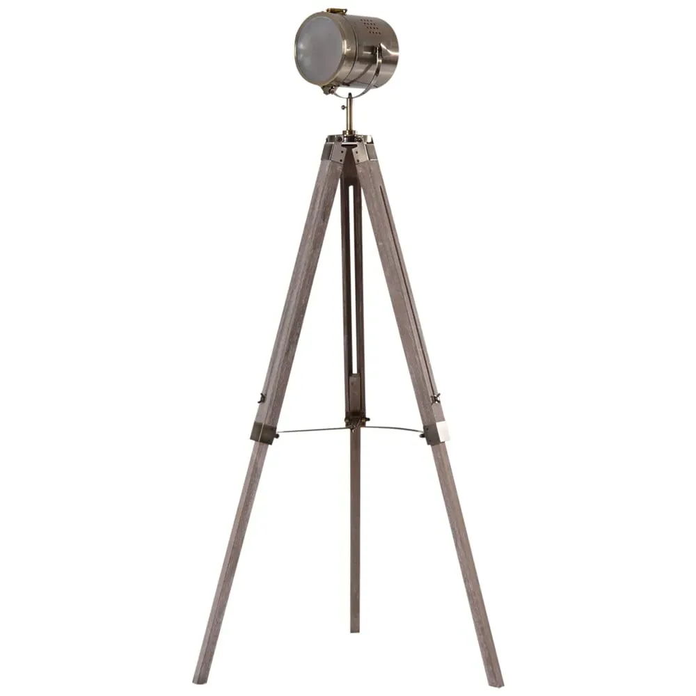 Tripod Floor Lamp with Adjustable Height - Rose Gold, Pine image