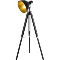Tripod Studio Floor Lamp - Black, Pine Wood