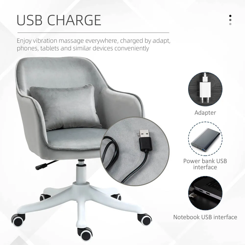 Tub Office Chair with Massage - Grey, Velvet