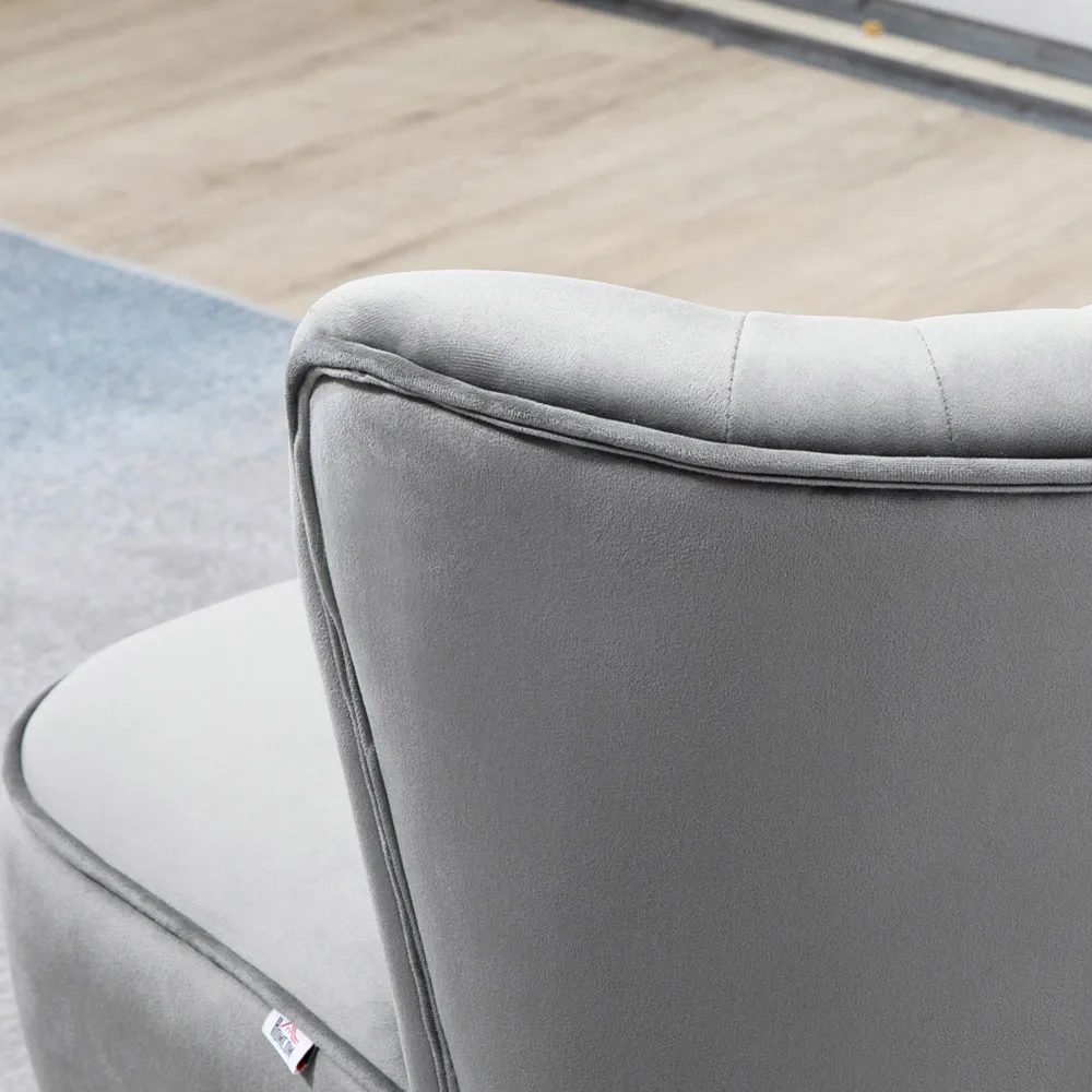 Tufted Accent Chair with Footstool - Grey