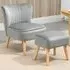 Tufted Accent Chair with Footstool - Grey