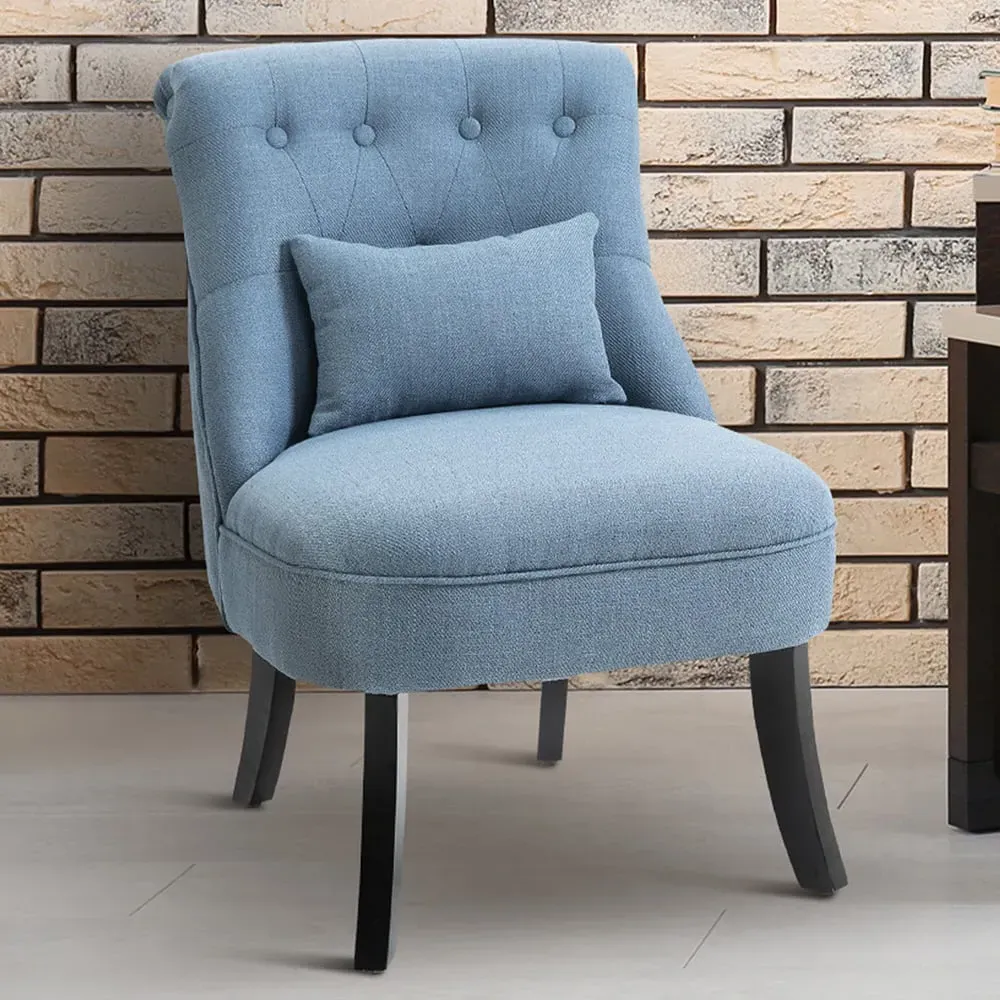 Tufted Accent Chair with Pillow - Blue, Linen image