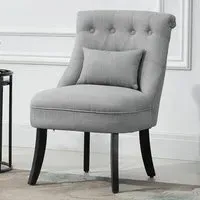Tufted Accent Chair with Pillow - Grey, Linen